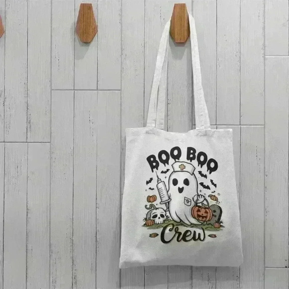 Boo Boo Crew Halloween Canvas Tote Bag - Spooky Nurse and Doctor Theme - Picture 3 of 3